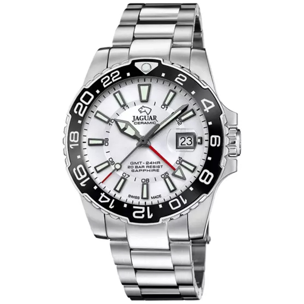 Galery Jam Tangan JAGUAR J1011/1 Silver Stainless Steel Chrystal Swiss Made