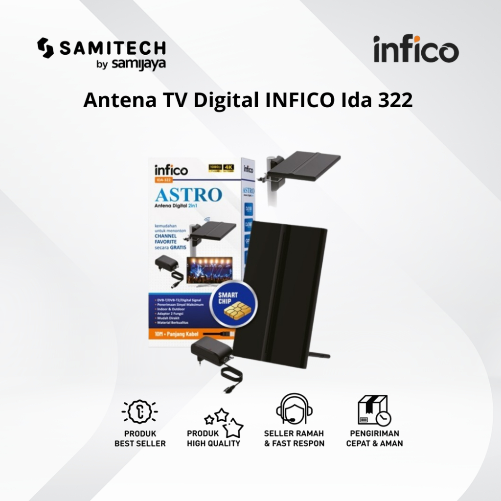 Antena TV Digital INFICO IDA-322 Indoor dan Outdoor INFICO Antena Astro 2in1