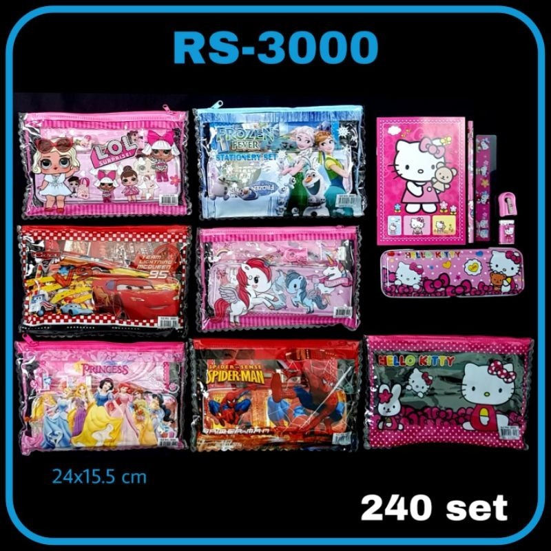 [FREE BUBBLE+DUS] Paket Alat Tulis Study Set Stationery Karakter Fancy GZ RS-3000 | Isi Lengkap Buku