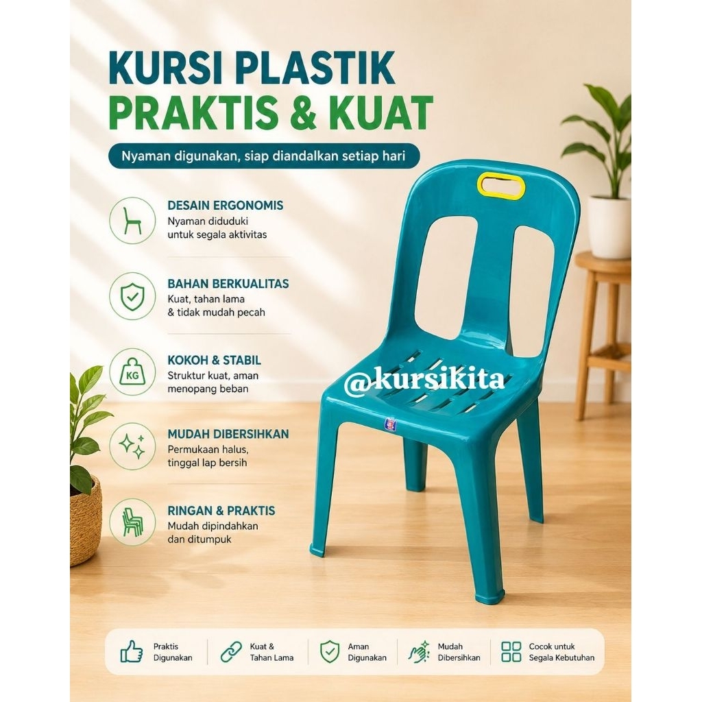 kursi makan plastik / kursi cafe kafe warkop warung plastik kantor kasir pesta nikahan twinpan 0388 