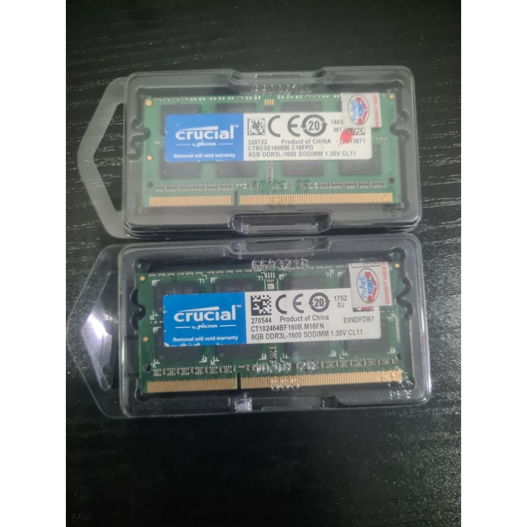 RAM LAPTOP Sodimm DDR3L 8GB Merk Crucial By Micron