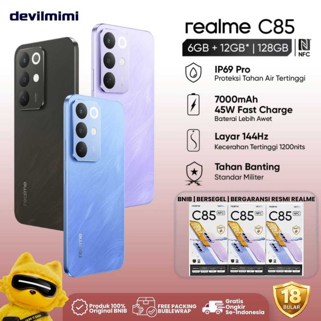 devilmimi realme series C85 RAM 6GB/128GB | IP69 Pro Proteksi tahan air tertinggi Chipset Snapdragon