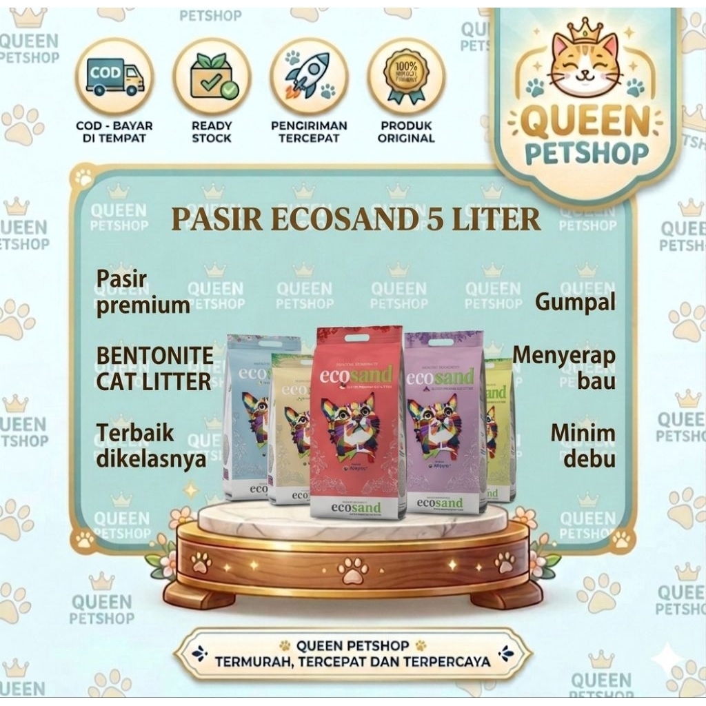5 Liter Pasir ecosand premium cat litter BENTONITE cat litter