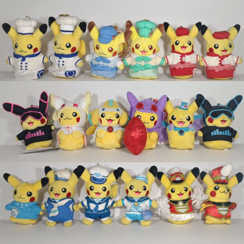 Pikachu Kostum Boneka Pokemon Center Plush Pikachu Poncho Costume Mascot Keychain Boneka Pokcen