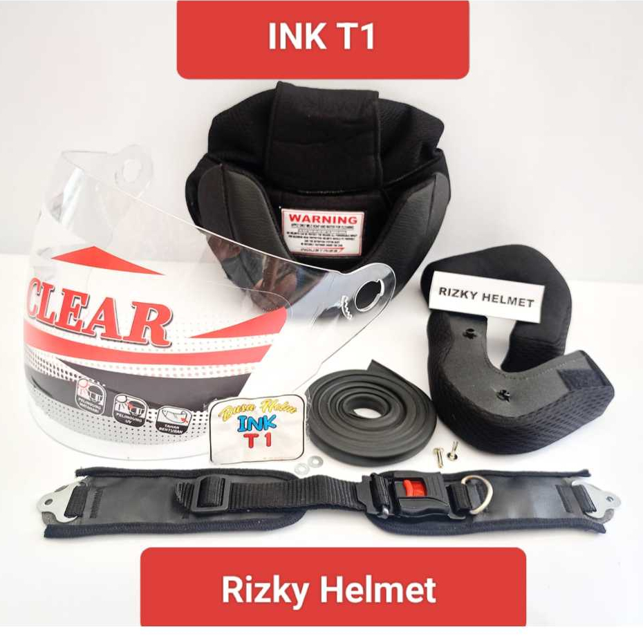PAKET SPAREPART HELM INK T1, INK T 1, Busa helm + Kaca Helm INK T1 + Lis karet + Tali helm Plus paku