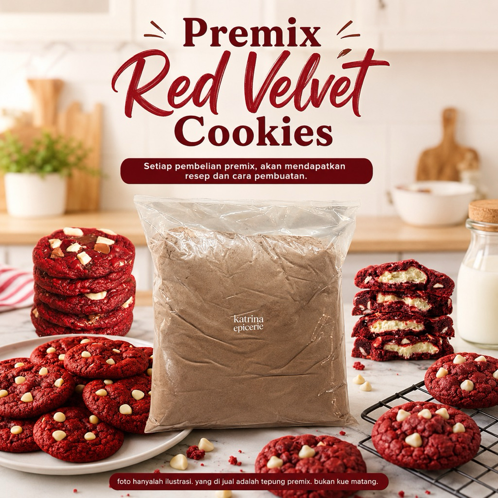 Premix Red Velvet Cookies 500 Gram Tepung Untuk Buat Kue Kering