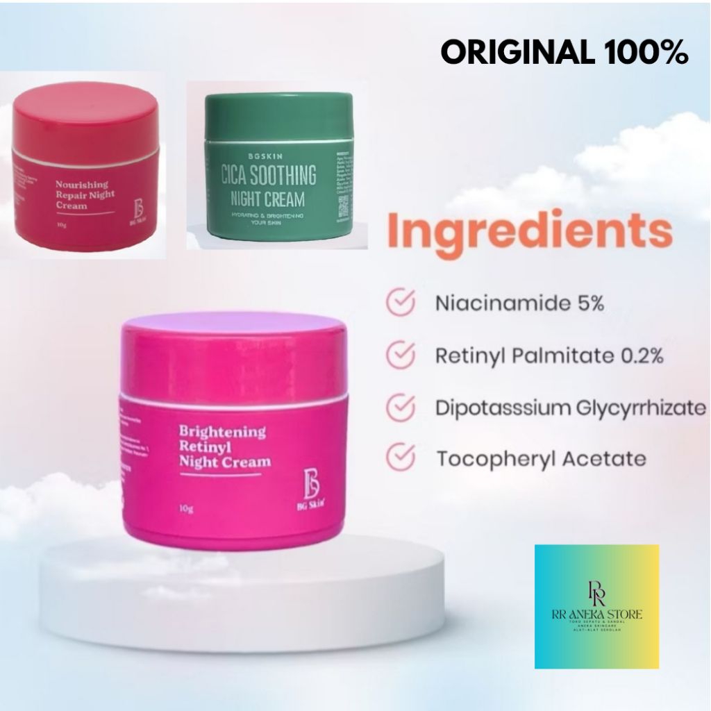 BG SKIN Night Cream Brightening Retinil Cica Soothing Nourishing Repair / Cream Malam BG SKIN / BG S