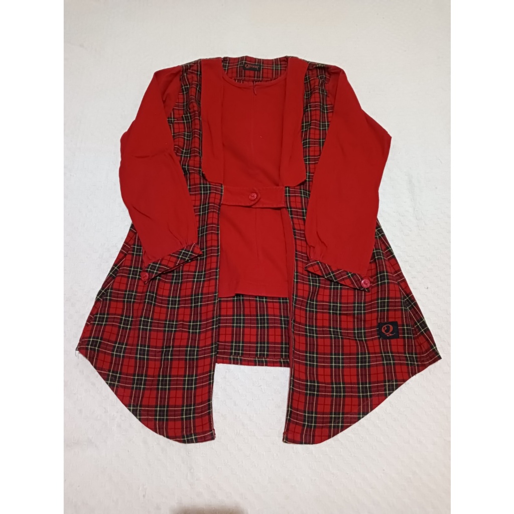 [PRELOVE] Tunik Qirani Kotak-kotak Warna Merah Cabe