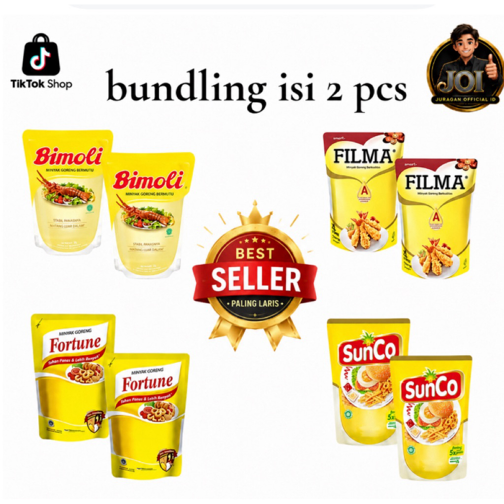 minyak 2 liter 2 pcs sunco,filma,fortune,bimoli
