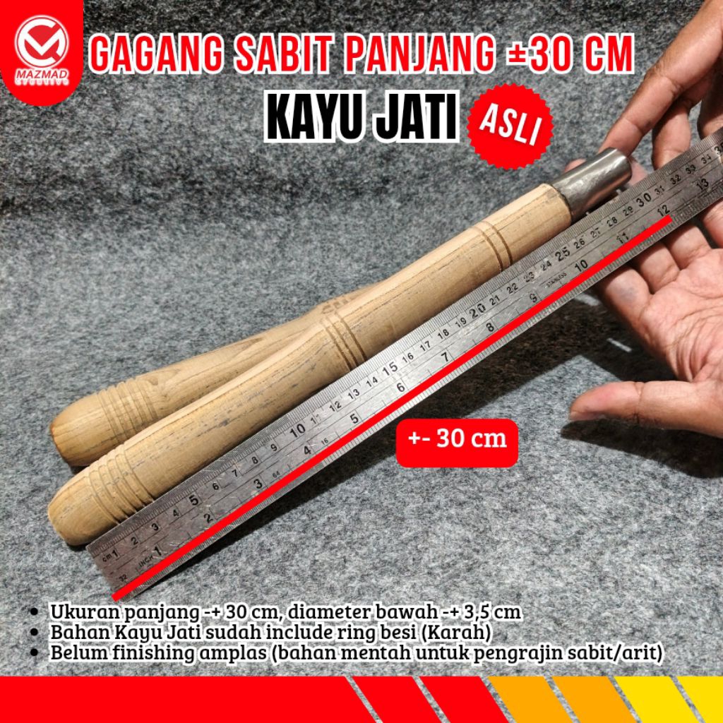 GAGANG SABIT PANJANG 30 CM BAHAN KAYU JATI ASLI / GARAN ARIT KAYU JATI