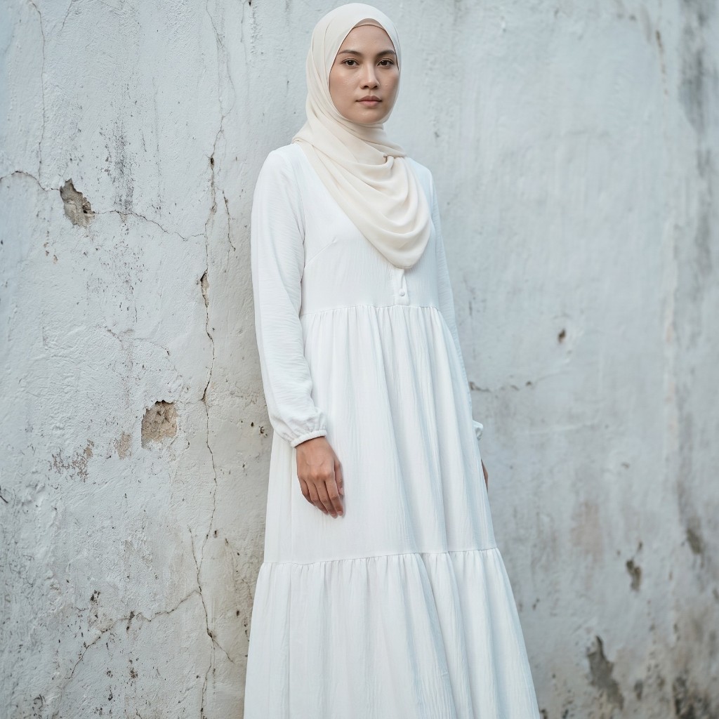 Gamis Wanita Muslim Crinkle Premium Polos Modern Elegan Daily - Esme OAVO