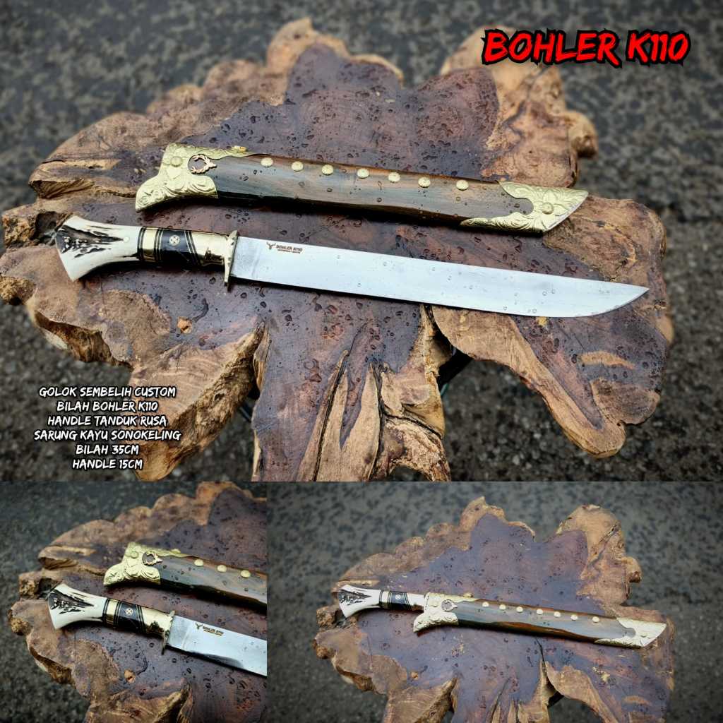 Pisau Sembelih Bohler K110 30CM Tanduk Rusa Super Mewah