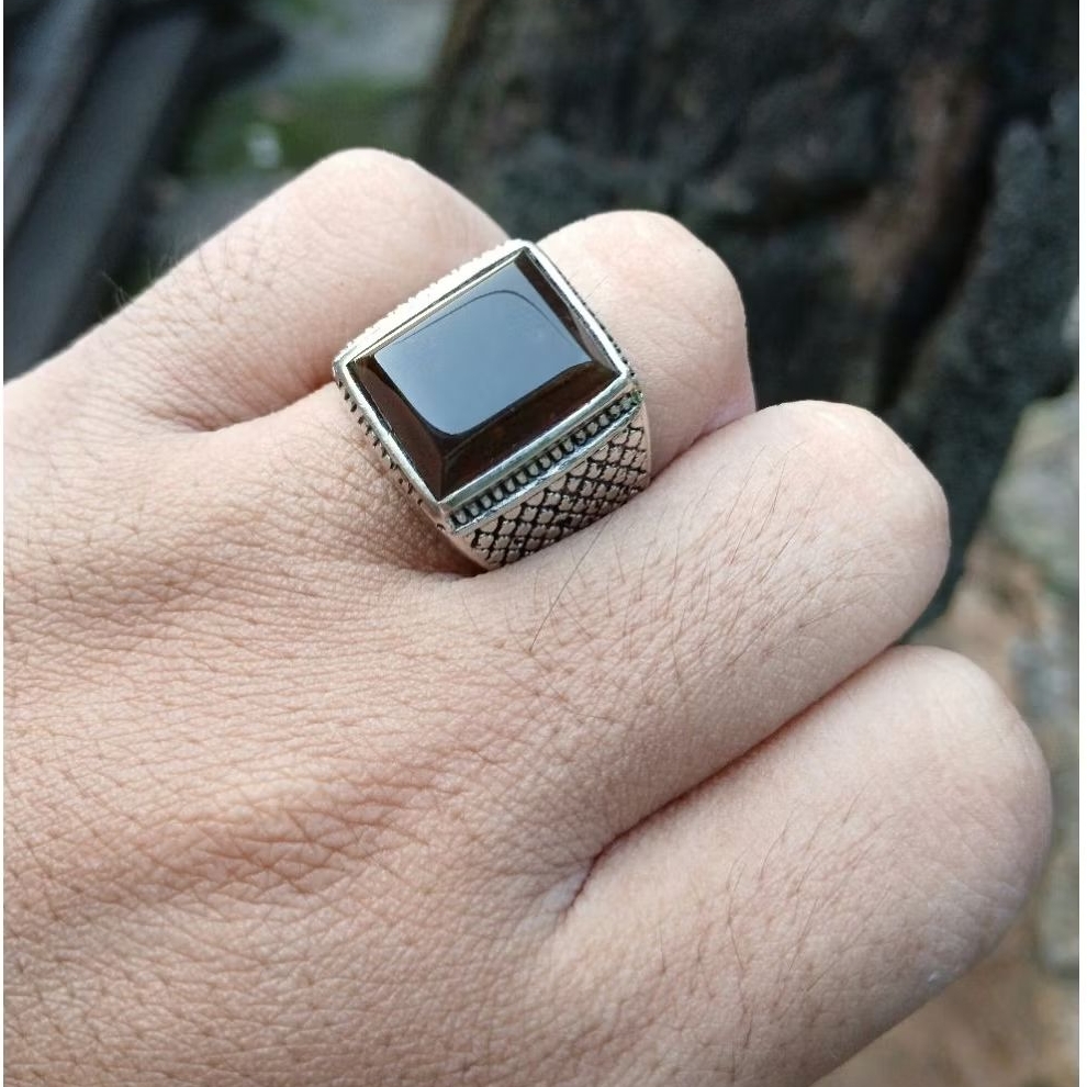 Cincin batu akik kecubung api kotak cuting natural