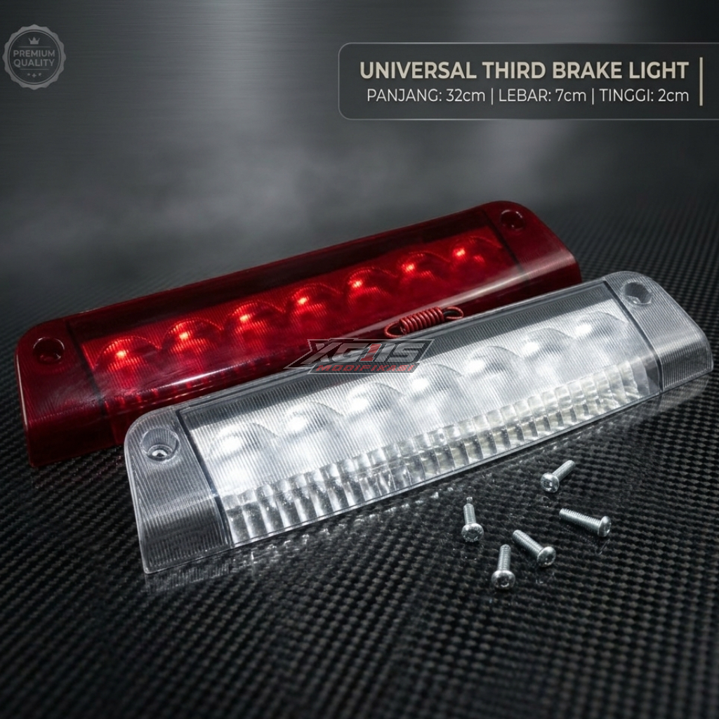 Lampu Spoiler Universal LED 32x7x2cm Stoplamp Mobil Variasi Belakang Mika Clear Merah Waterproof Lam