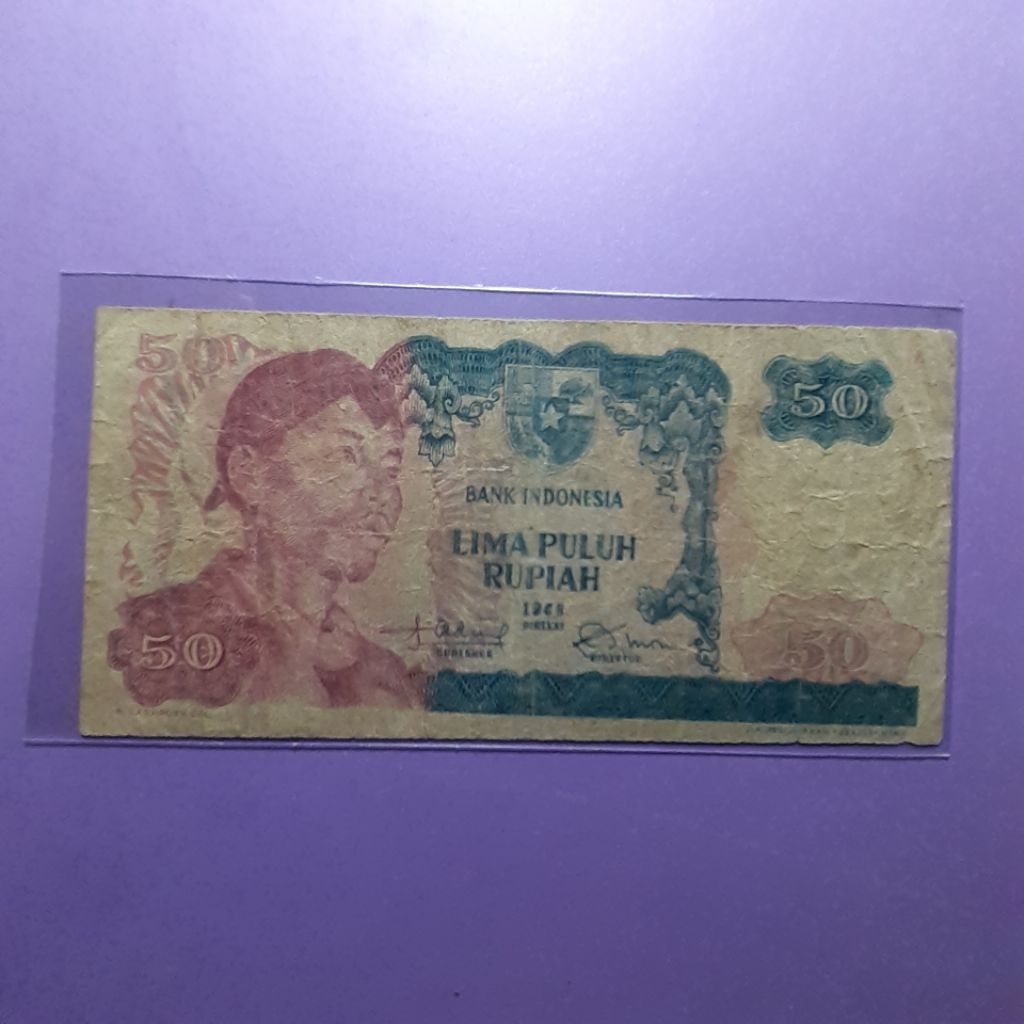 uang kuno 50 rupiah jendral sudirman tahun 1968