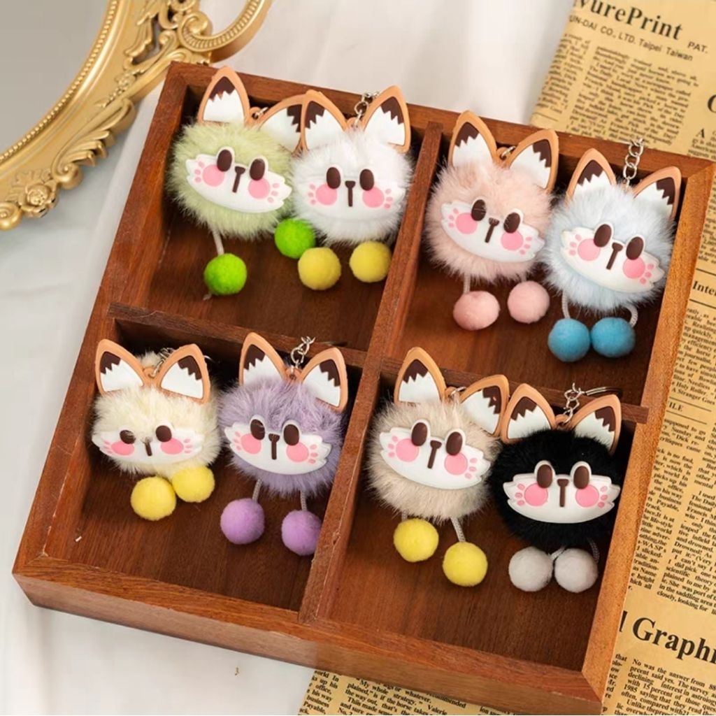 GANTUNGAN ANJING BULU LUCU WARNA WARNI | GANCI TAS MINI POM POM