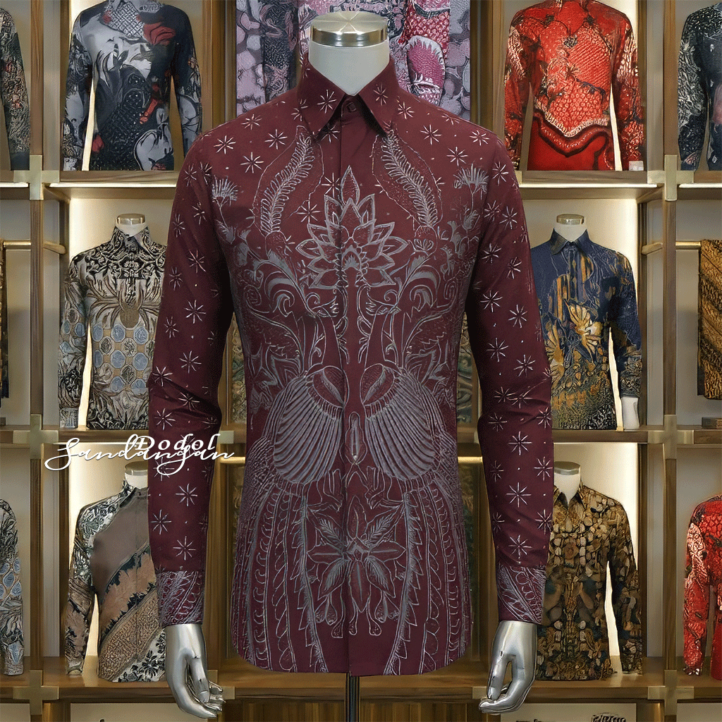 Kemeja Seragaman | Batik merah | Batik Pria | Batik Merah | Batik Maroon