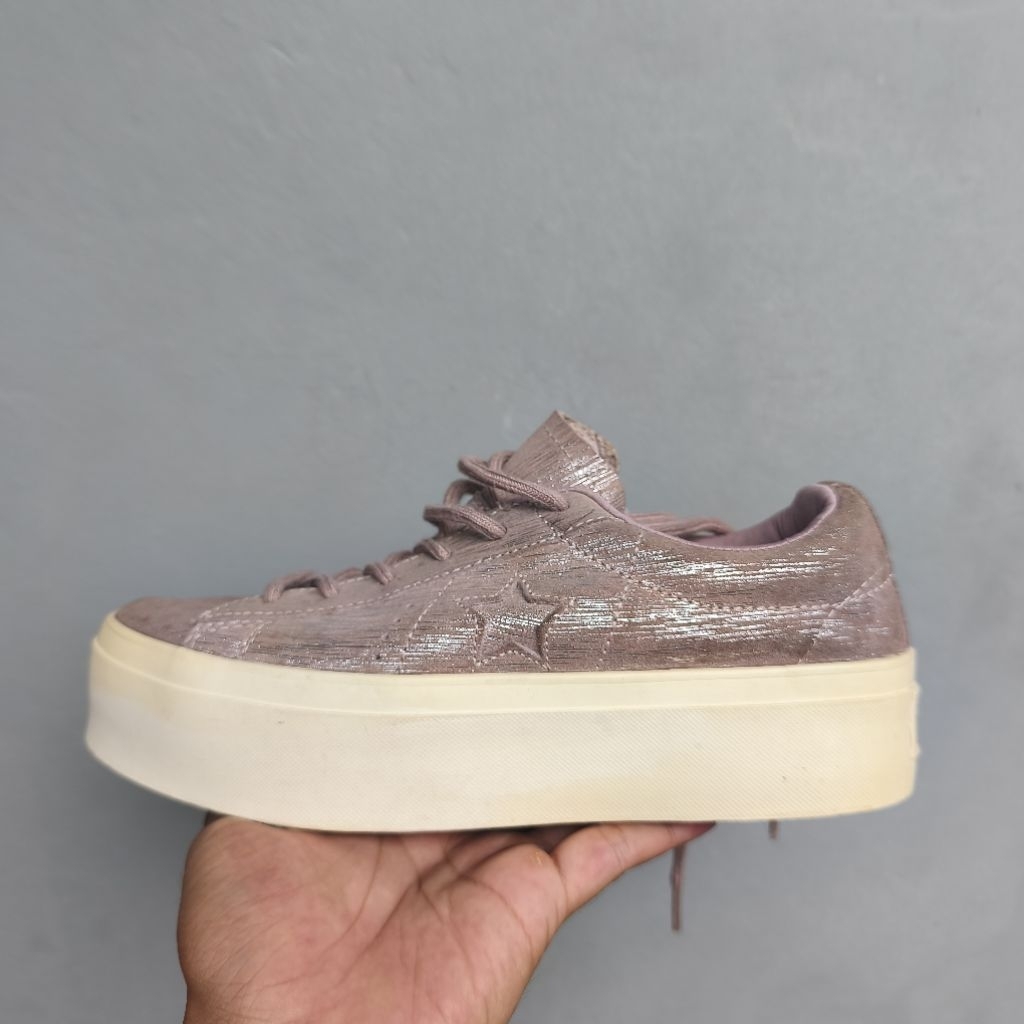 SEPATU WANITA C*NVERSE ONE STAR PLATFORM OX ROSE BEKAS SECOND PRELOVED