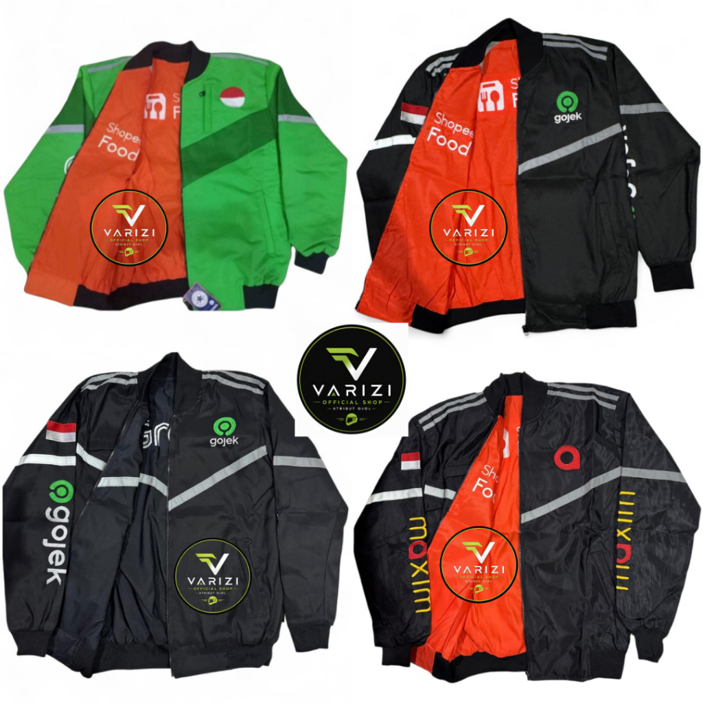 Jaket Bomber Soppiiyy Hitam Orange bolak Balik G-OJEK Terbaru Maxim Hitam