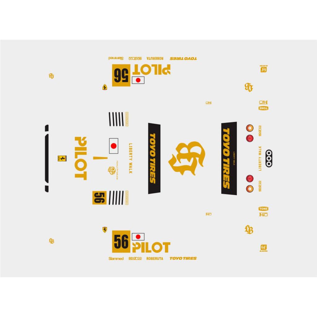 (WHITE TOONER) Waterslide Decal Hotwheels FERRARI F40 LBWK PILOT GOLD