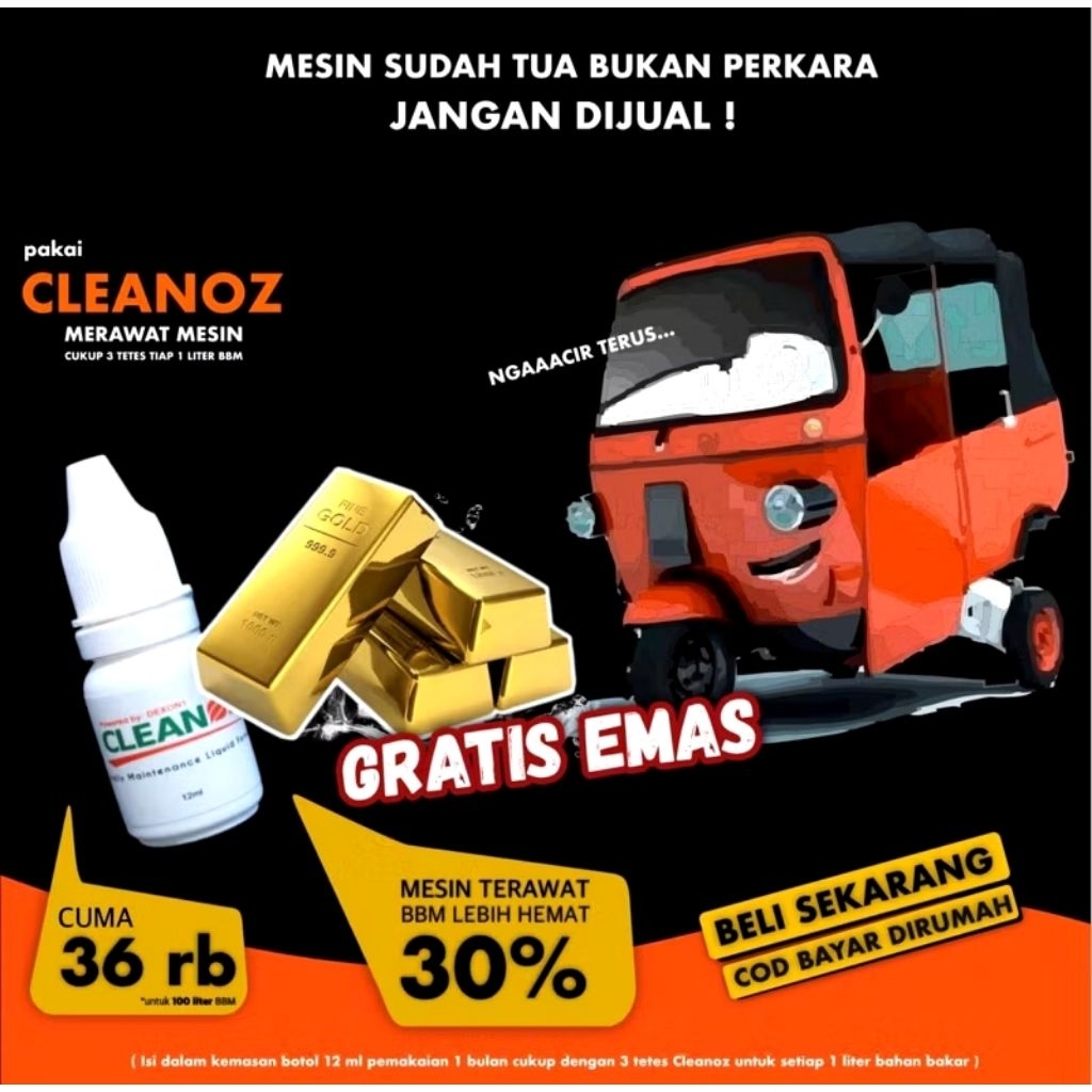 CLEANOZ PENGHEMAT BBM/PEMBERSIH MESIN/CLEANOZ ARLI KURNIA 4 BOTOL
