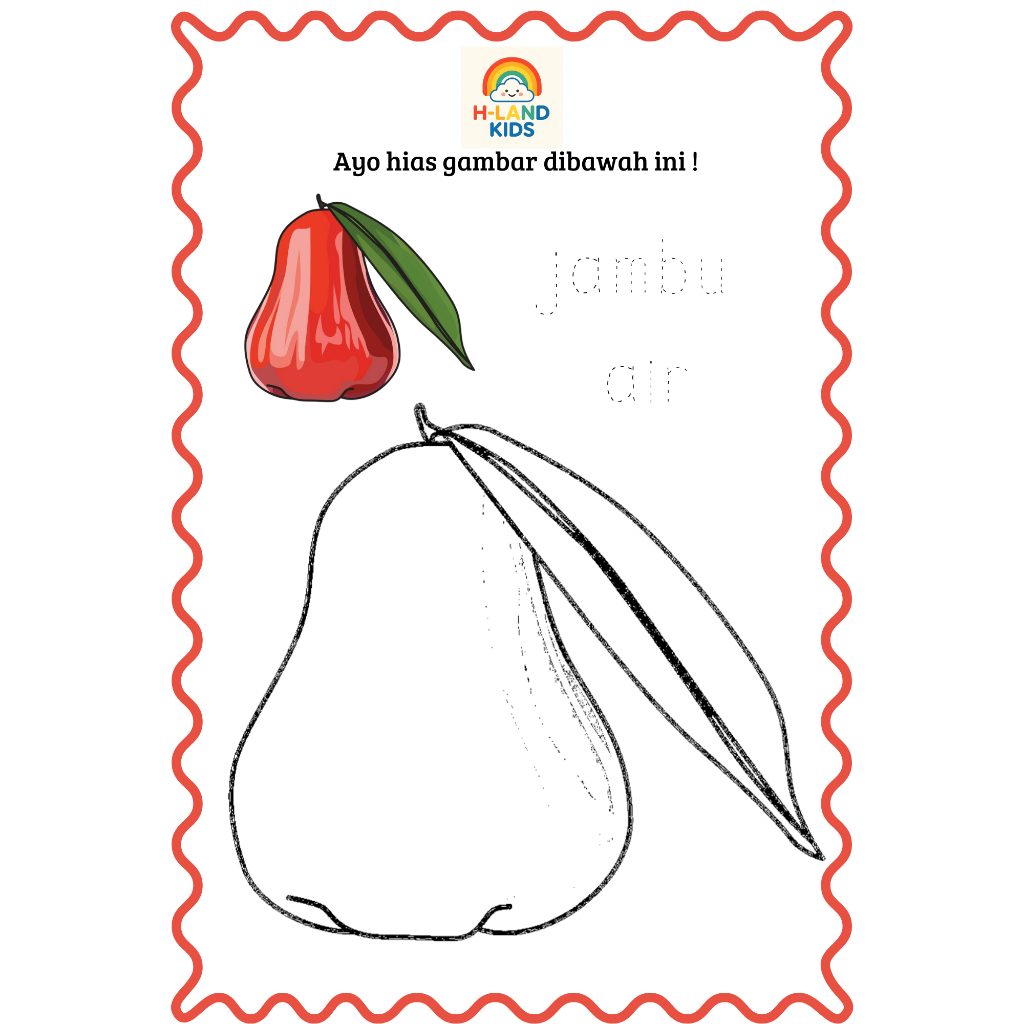 Worksheet Kolase Anak Tema Buah 15 Lembar | Lembar kerja edukatif PAUD & TK | Fun Learning | H-Land 
