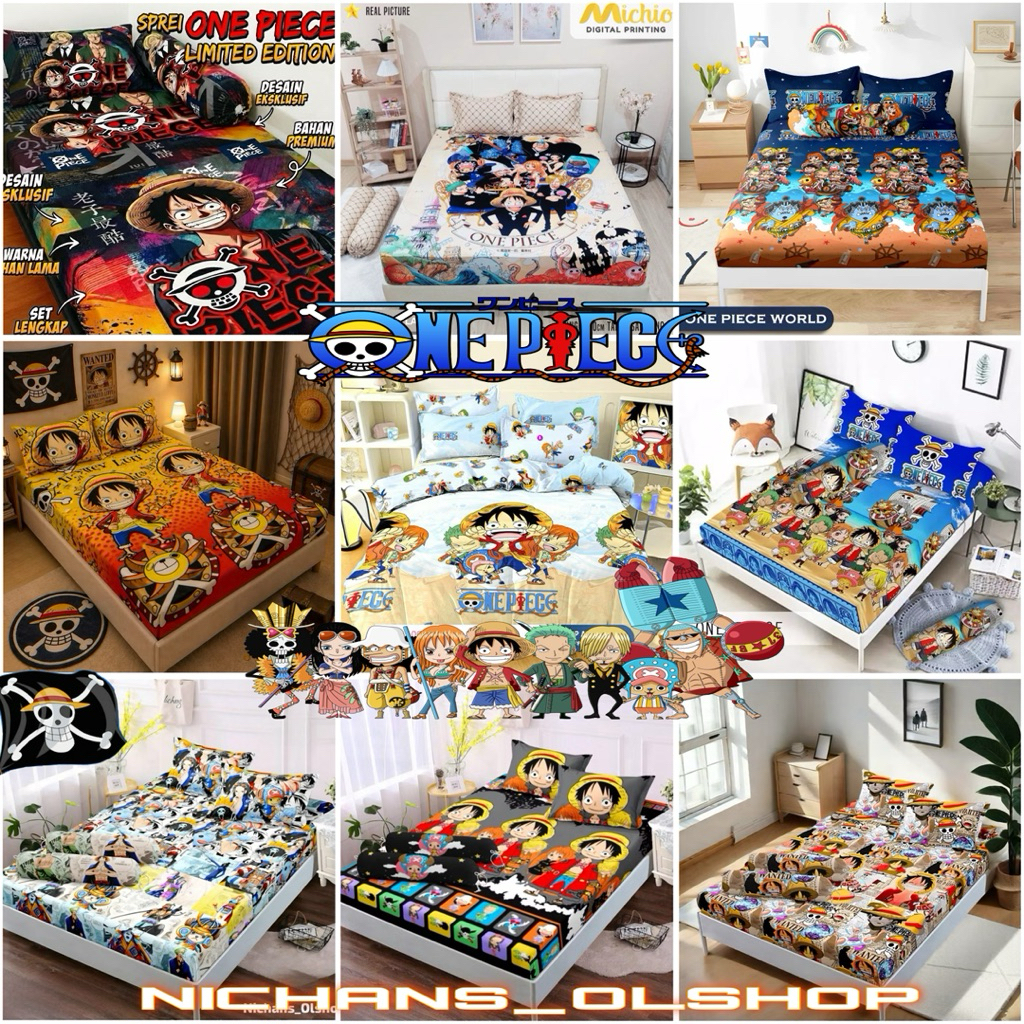 SPREI ONE PIECE TERBARU  SPREI HOMEMADE KARAKTER MOTIF ONE PIECE KOMPLIT SARBAN SARGUL