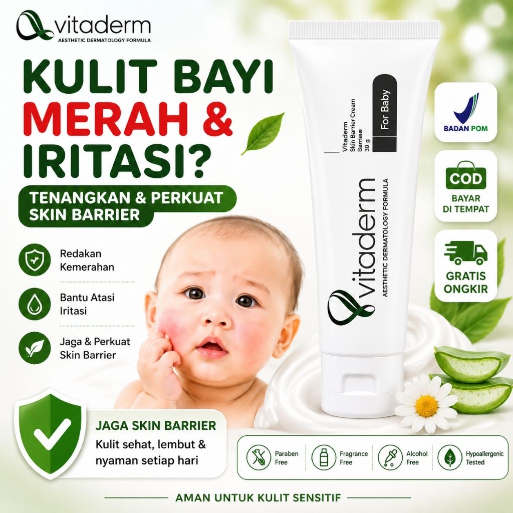 Vitaderm Baby Cream Skin Barrier | Atasi Kulit Bayi Merah Kering & Iritasi | Original BPOM