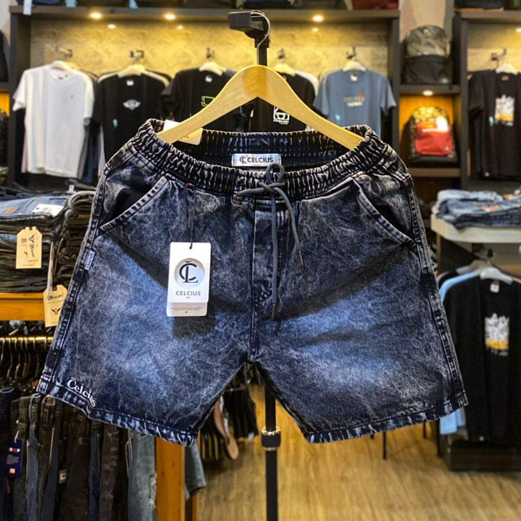 CELCIUS Series – Celana Jeans Pendek Pria Washed Denim Premium