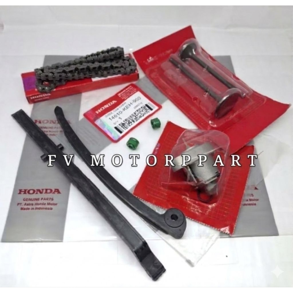 Rantai Keteng+Karet Tensioner+Tonjokan Keteng+Klep Set+Seal Klep Honda Motor Neotech,MegaPro Primus,