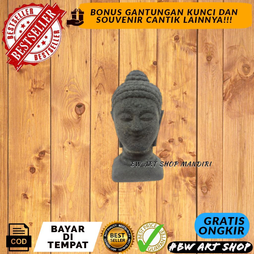 (BISA BAYAR DITEMPAT/COD) MINIATUR KEPALA BUDHA 9CM  | HIASAN AKUARIUM | PATUNG AQUARIUM BUDDHA UKUR