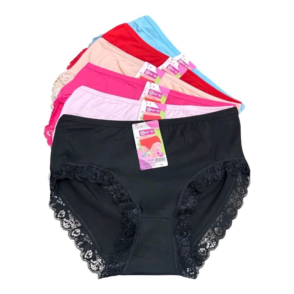 promo isi ( 3 / 6 pcs ) CD sayyes 3358 fit xxl celana dalam wanita renda Import super lembut art 335