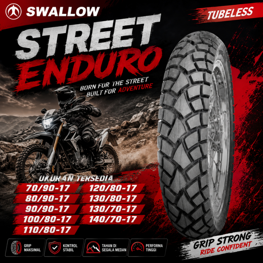 Ban Ring 17 Ban Tubeless Swallow Street Enduro 70/90-17 80/90-17 90/90-17 100/80-17 110/80-17 Ban Tu