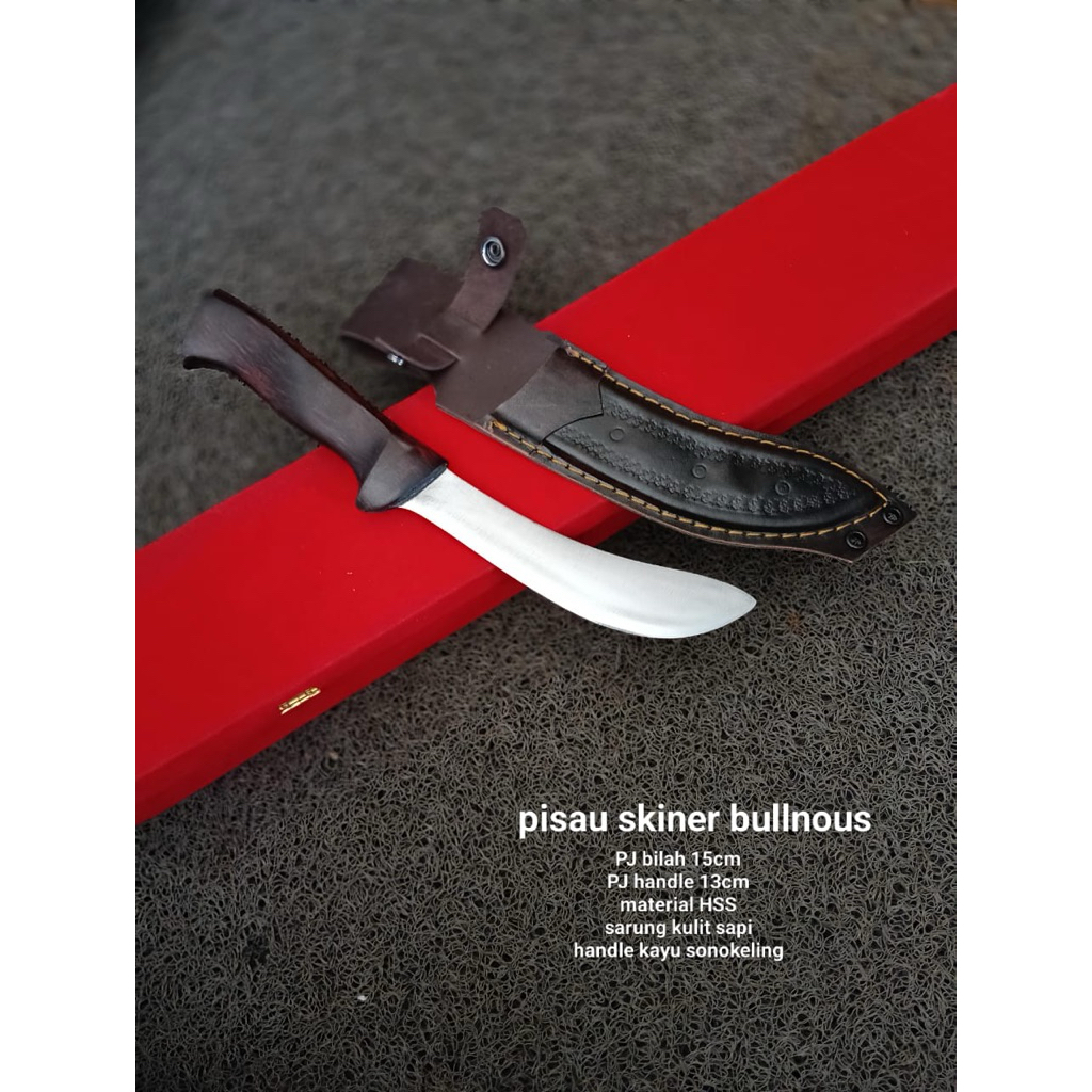 PISAU SKINNER BULNOUS 15 CM SARUNG KULIT KAYU SONOKELING