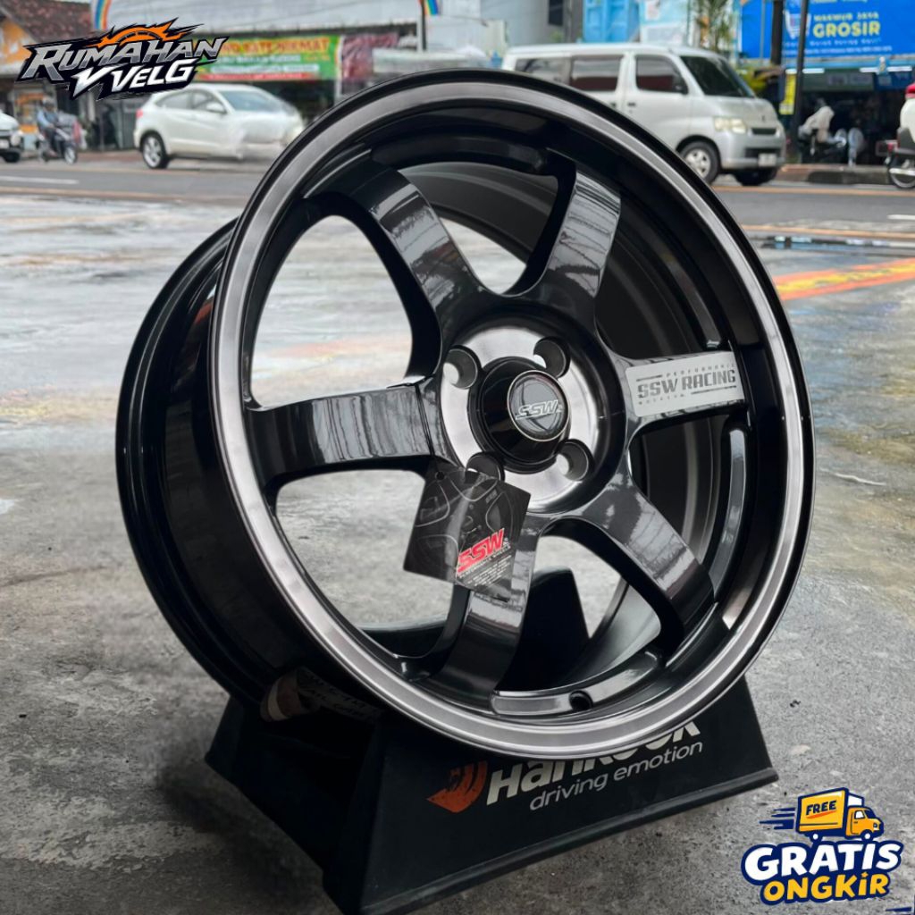 Velg SSW S414 TE37 R16 Lebar 7 Rata Pcd 4X100 Offset 40 Warna Glossy Black