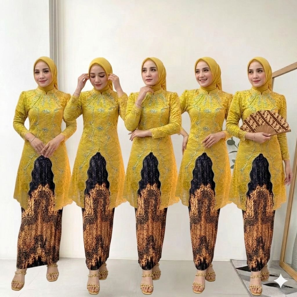 Setelan Kebaya Tunik Labota / Kebaya Tunik Brokat Modern / Setelan Kebaya Kurung Brokat Rok Batik