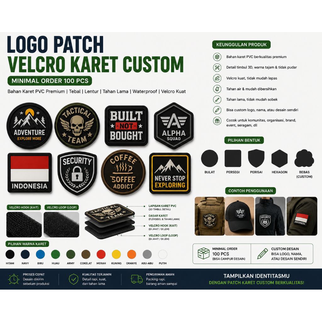 CUSTOM PATCH KARET 3D - LABEL LOGO / KARAKTER