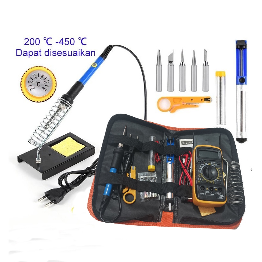 Set Besi Solder Portabel 60W 220V Besi Solder Suhu Yang Dapat Disesuaikan Solder Listrik Murah Paket