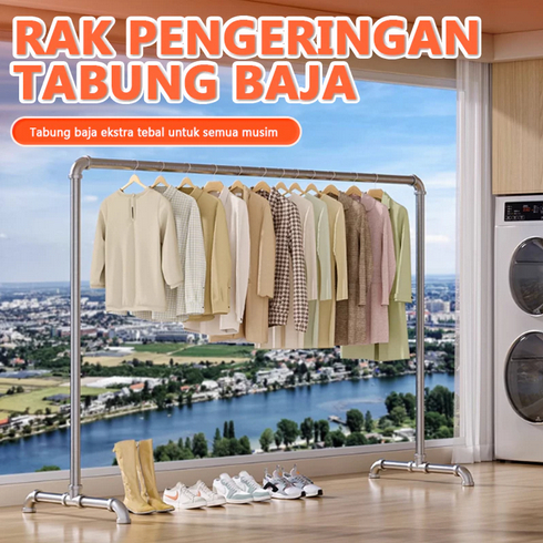Jemuran Baju Stainless Steel Jemuran Gawang Tabung Baja Multifungsi