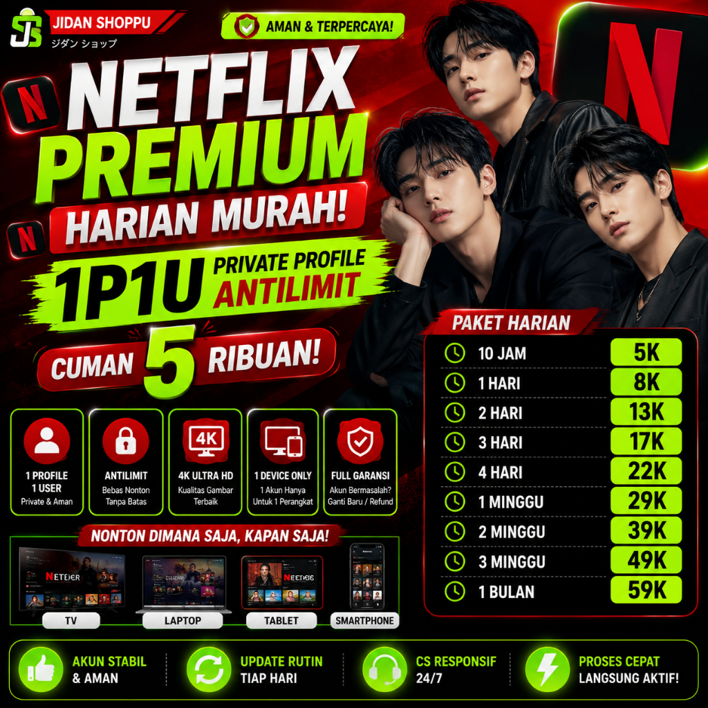 [NFX] Netflix Premium Harian 1 Hari – 1 Profil 1 Pengguna, Kualitas UHD, Akses Semua – Jidan Shoppu