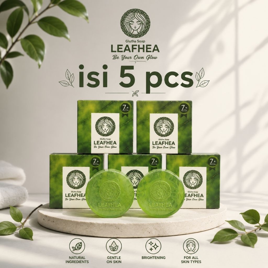 Leafhea Glutha Sabun 5pcs Glutathione Whitening Soap, Sabun Pemutih Wajah dan Badan Aman BPOM