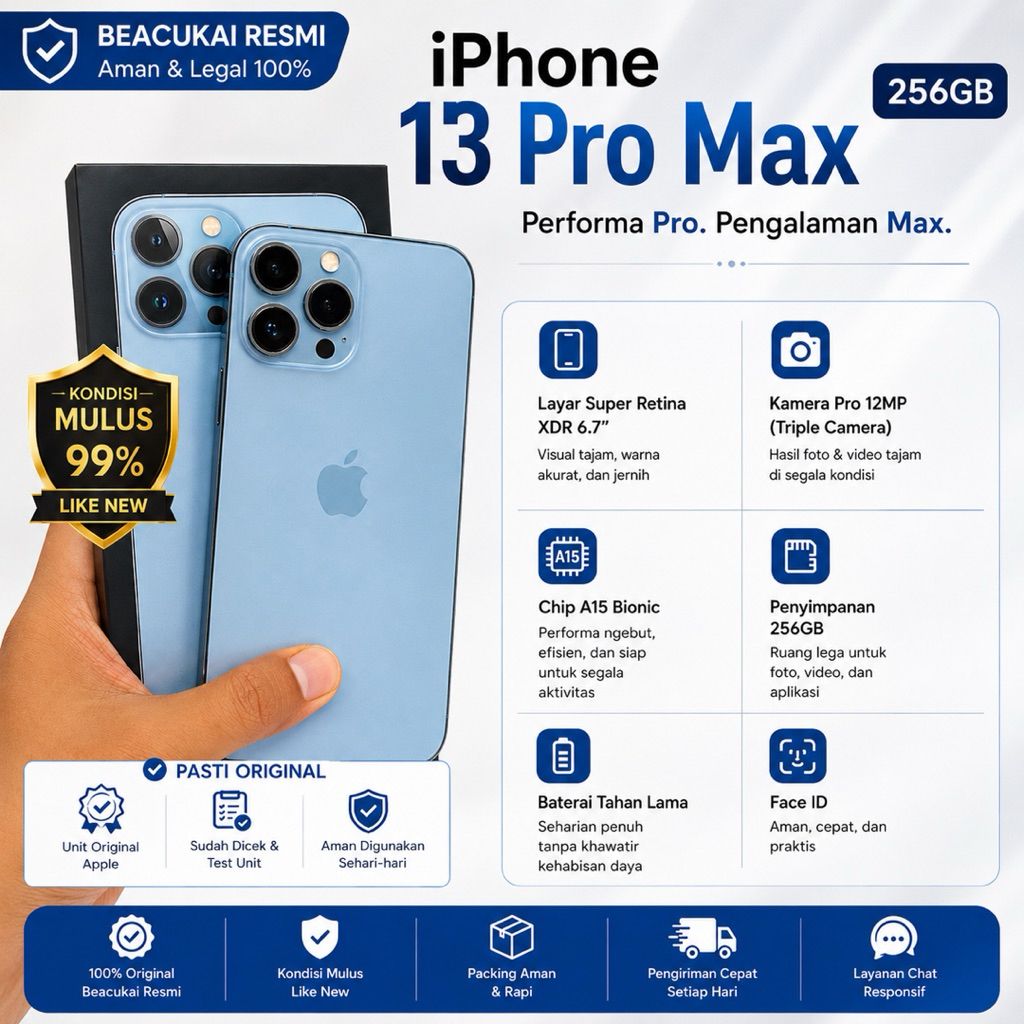 iPhone 13 Pro Max Second Fullset - Mulus, Original, Fullset