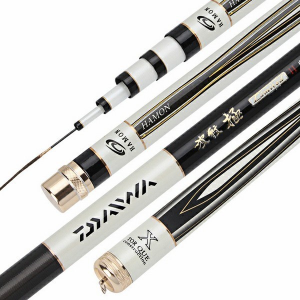Tegek Daiwa Hamon Hitam Putih Dan Gold Ringan Carbon Spek Kaku