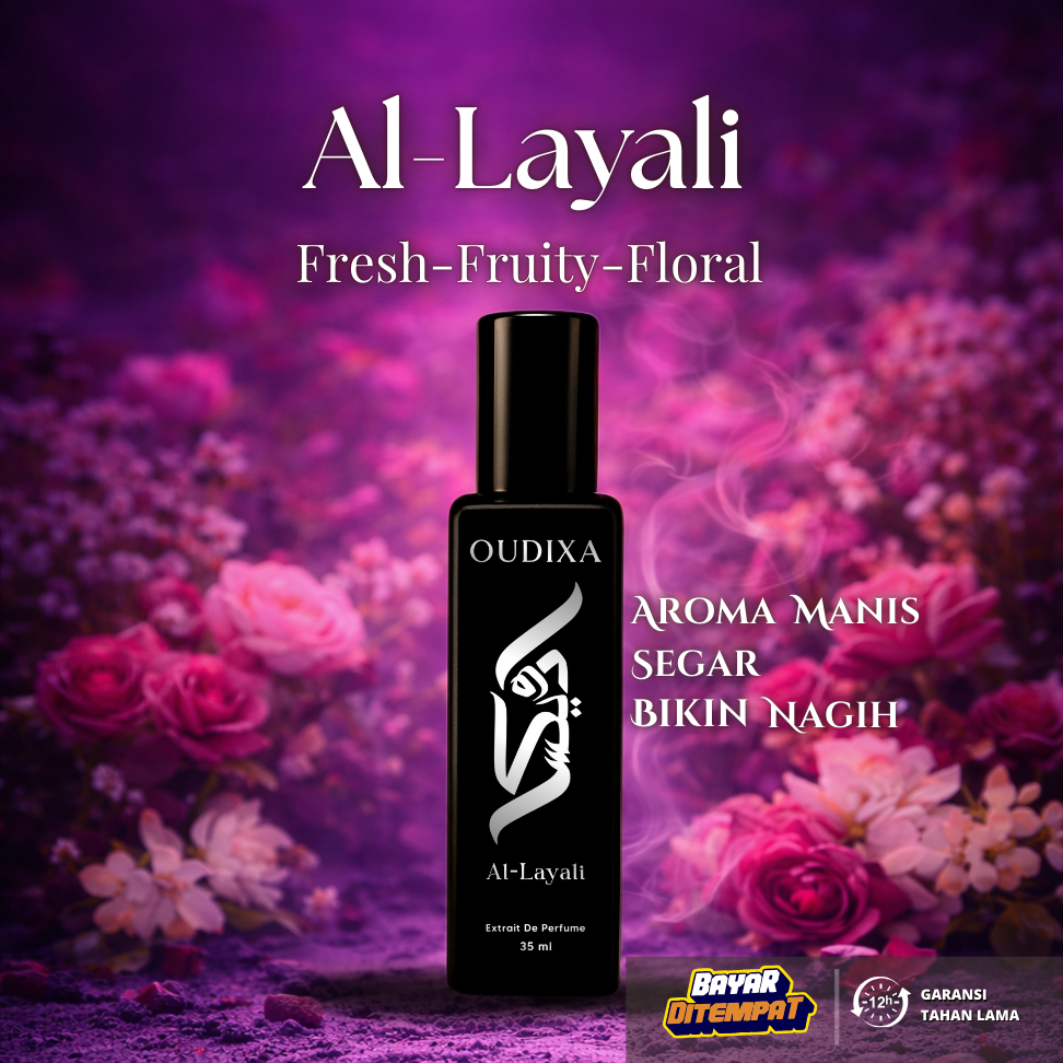 OUDIXA Al Layali - Parfum Wanita Arab - Sweet, Floral, Fruity (Extrait De Parfume 35ml)