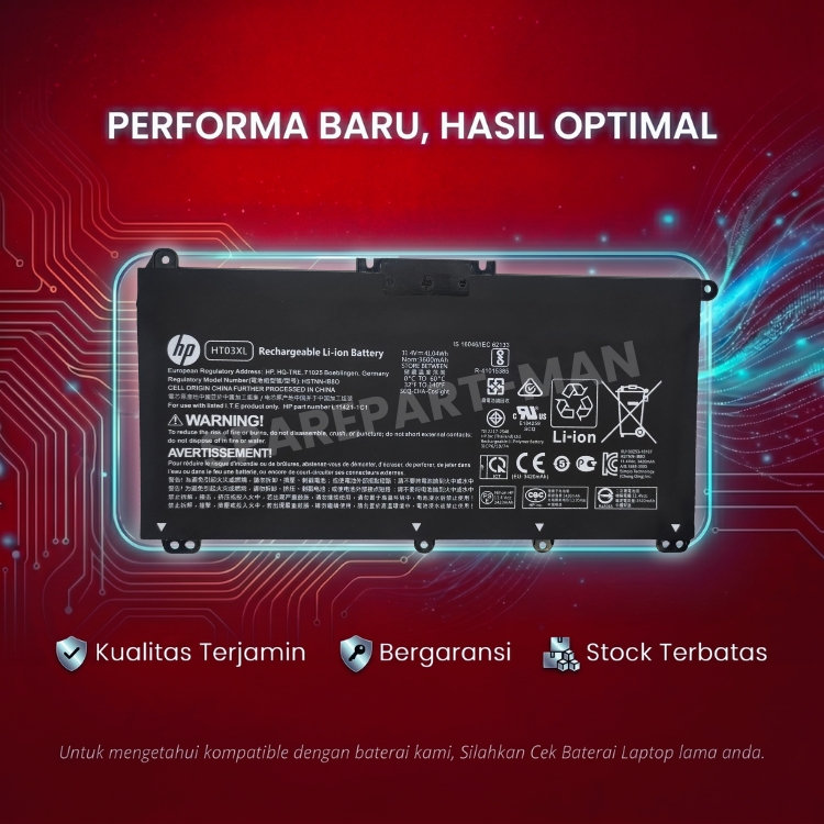 Baterai for laptop HP 14s-dk0077au 14-dk1506au 14-dk1510au 14-dk1004au HT03XL new