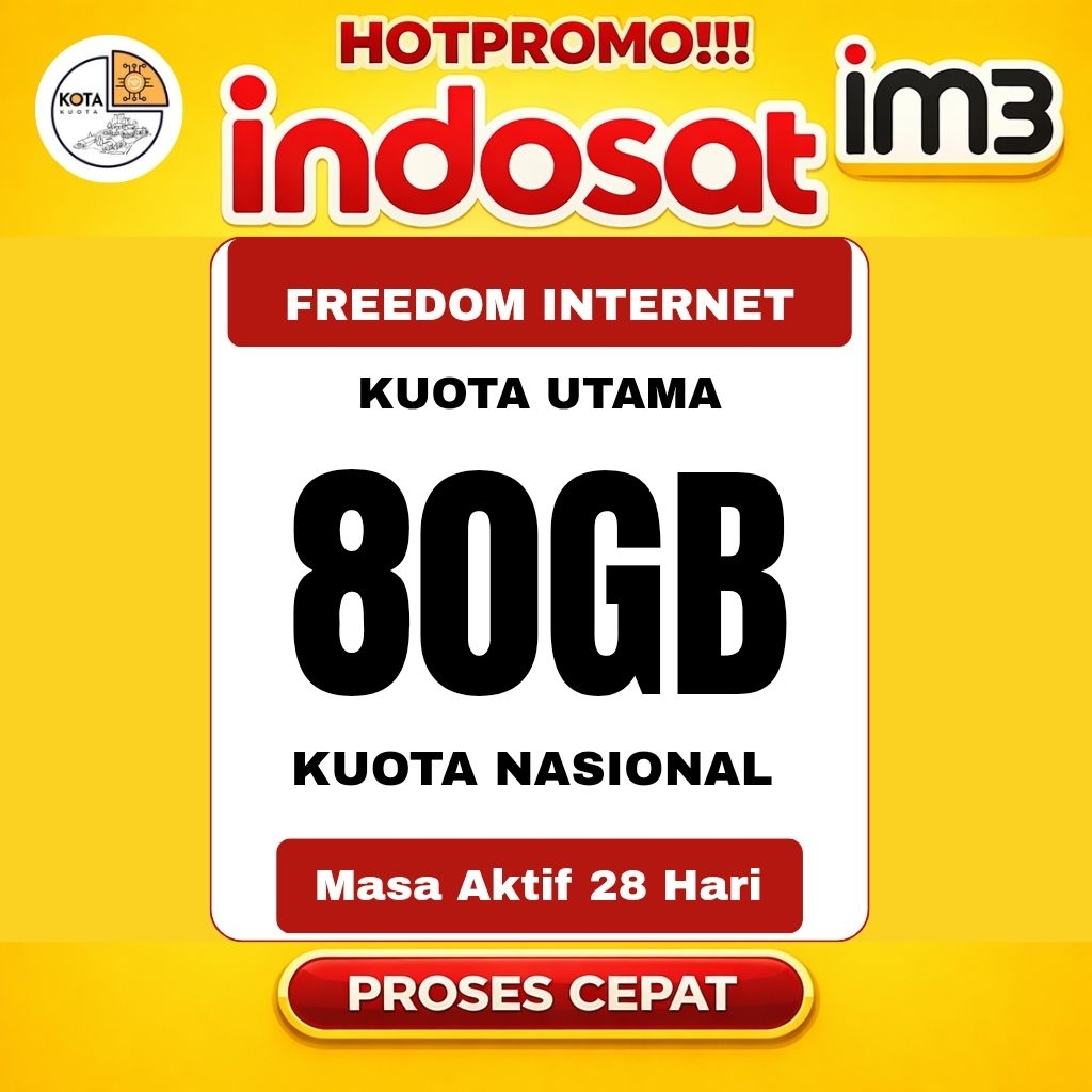 PROMO KUOTA INDOSAT 80GB FULL 24JAM PROSES CEPAT