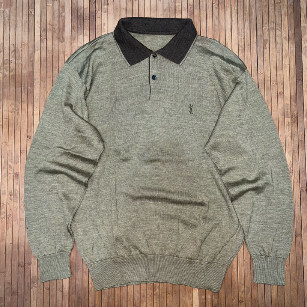 VINTAGE YVESSAINTLAURENT YSL RAJUT HALF BUTTON KNITWEAR