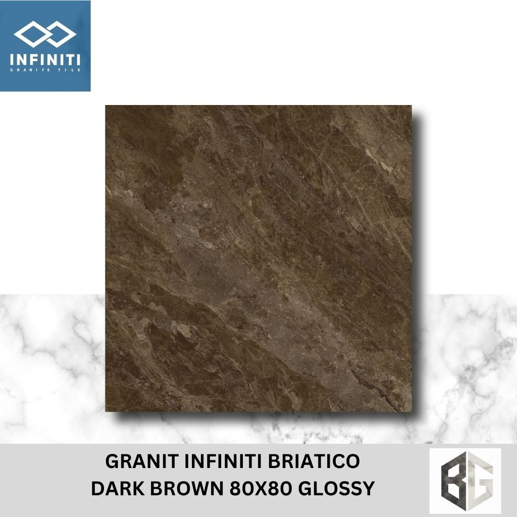 Granit Lantai Infiniti Briantico Dark 80Brown  80x80 Glossy Motif Marmer