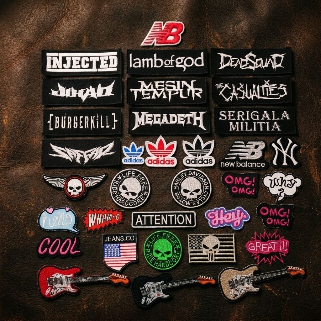 Badge Bordir, logo emblem bordir komputer Bordir Logo Brand dan Patch Sablon