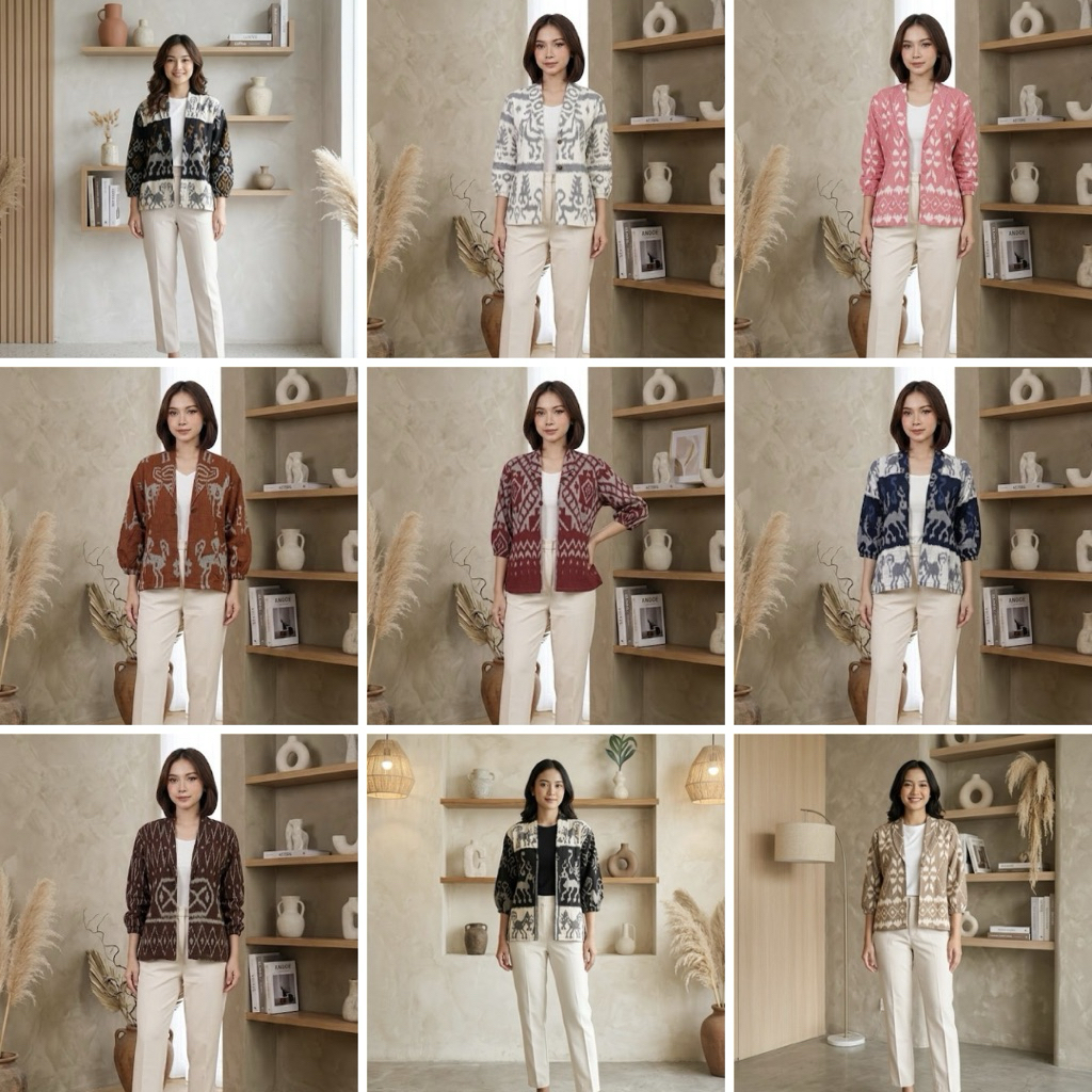 Blazer tenun-outer tenun kantor-atasan tenun bahan kain tenun blazer tenun kantoran